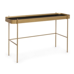 [S-B0746295] Consolle Rashida Oro con piano in vetro 120x43 cm