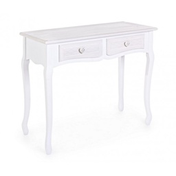 [S-B0744863] Consolle shabby due cassetti Bianca CHARELENE L 90x40x h78 cm