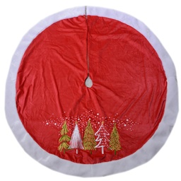 [S-V6165020000] Copribase albero tessuto con alberi rossi 120x120 cm