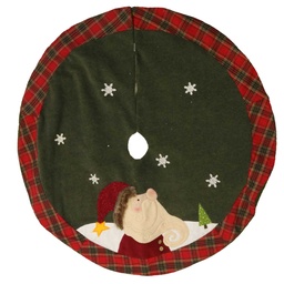 [S-V6317920000] Copribase in tessuto per albero con Babbo Natale verde ø122h1