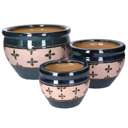 [S-V5822240000] Coprivaso ceramica blu beige 30x30x21 cm