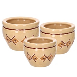 [S-V5804910000] Coprivaso in ceramica crema con rombi 30x21 cm