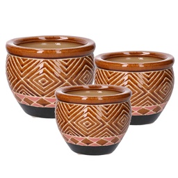 [S-V5825570000] Coprivaso in Ceramica Greca Scuro 30x30x21 cm