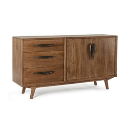 [S-B0746837] Credenza Vintage in Legno Marrone - 2 Ante, 3 Cassetti - Dimensioni: 152x40x85 cm