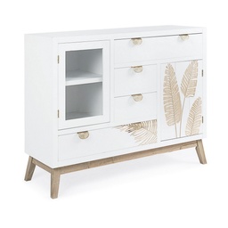 [S-B0744972] Credenza Folium 2 ante e 4 cassetti - Struttura in Abete e MDF - Finitura Vernice a Base d'Acqua - Misure: 100x34x80 cm