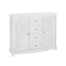 [S-B0744189] Credenza in MDF due ante quattro cassetti Bianca BLANC 100x40x h80 cm