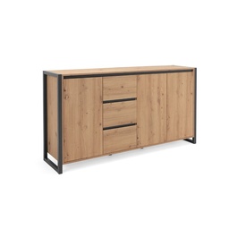 [S-FZ90448] Credenza madia moderna quercia con cassetti stile urban cm 160 x40 x 88 h