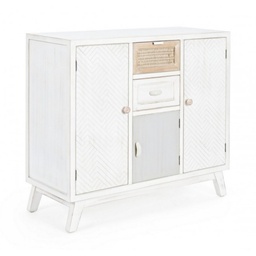 [S-B0745957] Credenza tre ante due cassetti in legno bianco 87x36x h80 cm