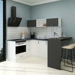 [99165] Cucina Angolare Matera 180x160 con Penisola Reversibile Bianca e Nera