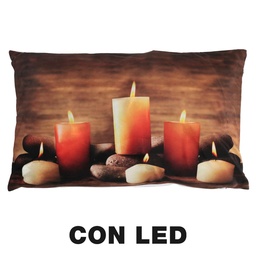 [S-V6162880000] Cuscino tessuto candele led marrone 30x50 cm