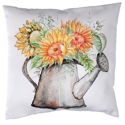 [S-V2510450000] Cuscino tessuto con girasoli bianco 43x43 cm