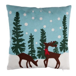 [S-V6141690000] Cuscino Renna Azzurro Quadro 45x45x5 cm