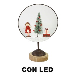 [S-V6197900000] Decorazione Metallo LED con Albero Rosso 20x11x30 cm
