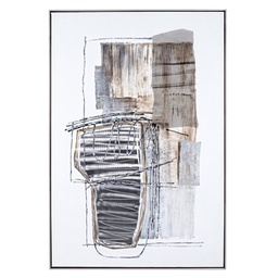 [S-B0240848] Dipinto Olio 82.5x122.5 su Tela con Applicazioni Metalliche