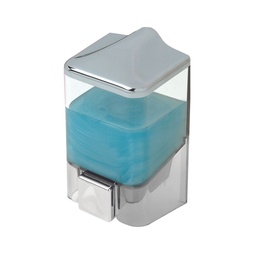 [S-FZ100540] Dispenser Sapone Liquido 0,5 LT Trasparente e Cromo  8,5 x 8,5 x 16 cm