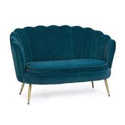[S-B0743689] Divano 2 posti effetto velluto blu Giliola - Dimensioni: 130x77x83 cm
