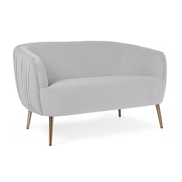 [S-B0748221] Divano 2 posti effetto velluto grigio chiaro Linsay 129x80x74 cm