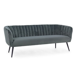 [S-B0748202] Divano Avril 3 posti grigio in velluto - Misure: 178x71x69 cm