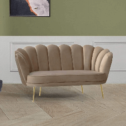 [96698] Divano Orel due posti in velluto beige a conchiglia