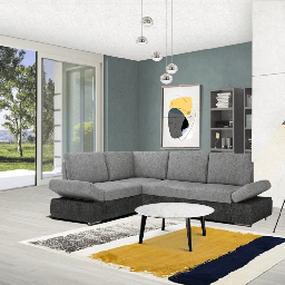 [98113] Divano angolare Siena con letto estraibile grigio 267x200x90