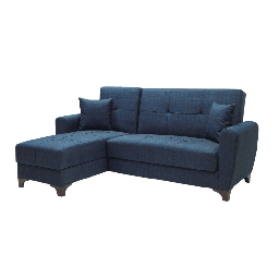 [98337] Divano con penisola reversibile doppio contenitore Eva tessuto blu