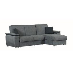 [94476] Divano con penisola reversibile in legno e tessuto Grigio GINEPRO 279x123x h60 cm