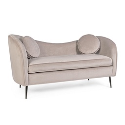 [S-B0743698] Divano effetto velluto 2 posti Candis Grigio Chiaro