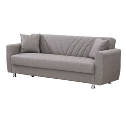 [83613] Divano letto 3 posti in tessuto beige con contenitore 214x80xH.83 cm