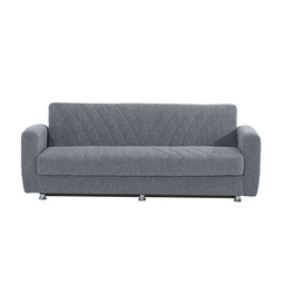 [83612] Divano letto 3 posti in tessuto grigio con contenitore 214x80xH.83 cm