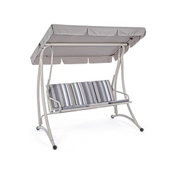 [S-B0790223] Dondolo in acciaio tre posti Avorio GRELY 190x120x h185 cm