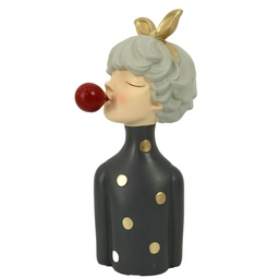 [S-V8542710000] Statuetta in resina a pois grigio 15x14x32 cm