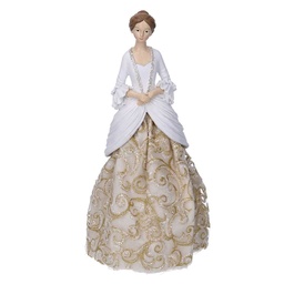 [S-V6321710000] Scultura Donna in Resina Oro Bianco 11x19x31,5 cm