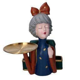 [S-V8543060000] Svuotatasche Donna in Resina con Vassoio e Fiocco Marrone 23x20x36 cm