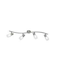 [S-TRIOR80024007] Faretto Nichel 4 Spot Led Vetro Satinato L79 cm