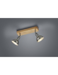 [S-TRIO803400267] Faretto Industriale Barra 2 Spot Delhi Nichel L33 cm 2xE14 Trio Lighting