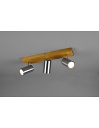 [S-TRIO812400307] Faretto Marley 3 Spot Nichel e Legno L44 cm Trio Lighting