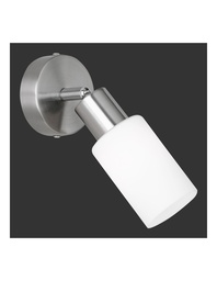 [S-TRIOR80011007] Faretto Nichel Spot Vetro Bianco Orientabile Mars Ø8 cm Trio Lighting