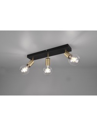 [S-TRIOR80183008] Faretto Spot 3xE27 Vannes Nero-Ottone L44 cm Trio Lighting