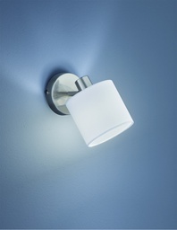 [S-TRIOR80331001] Faretto Spot Tommy 1xE14 Nichel E Tessuto Bianco L12 cm Trio Lighting