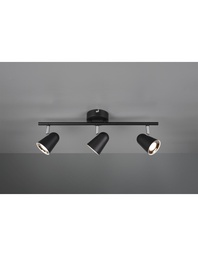 [S-TRIOR82123132] Faretto Nero 3 Spot Led L48 cm
