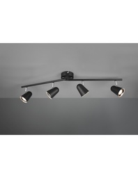 [S-TRIOR82124132] Faretto Nero 4 Spot Led L78 cm