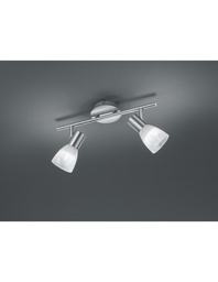 [S-TRIOR82231207] Faretto Visto 2xE14 Led Nichel E Vetro Alabastro L34 cm Trio Lighting