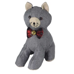 [S-V1870740000] Fermaporta in tessuto grigio con gatto - 27x13x22 cm