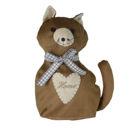 [S-V1870700000] Fermaporta in tessuto con gatto marrone - 18x11x29 cm