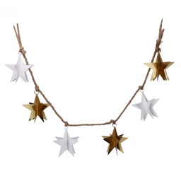 [S-V6355040000] Festone Stella Metallo Bianco e Oro 135x13x13 cm