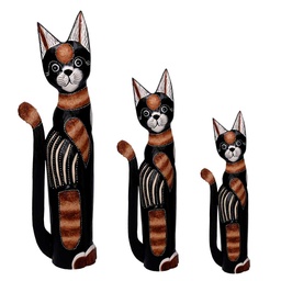 [S-V1871460000] Scultura in legno di gatto nero, altezza 60/80/100 cm
