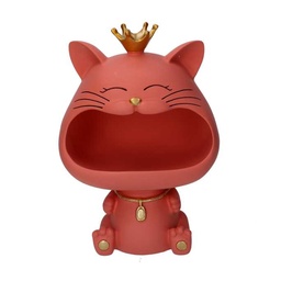 [S-V8543160000] Gatto Svuotatasche in Resina Rosa 12x18x25 cm