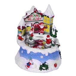[S-V6103350000] Giostrina carillon babbo e elfi con musica e movimento 12x12x14 cm