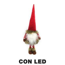 [S-V6193500000] Gnomo di stoffa con led rosso 25x18x72 cm