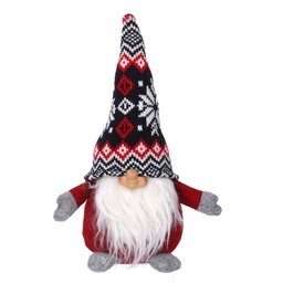 [S-V6190960000] Gnomo tessuto grigio rosso cm16x14h36